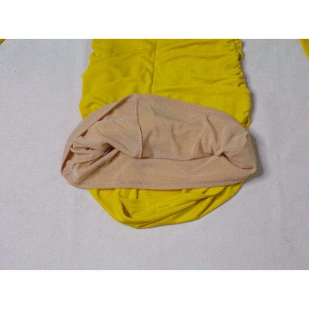 🆕 Cinq à Sept Miah Ruched Jersey Mini Dress Yellow 10 - Picture 9 of 10